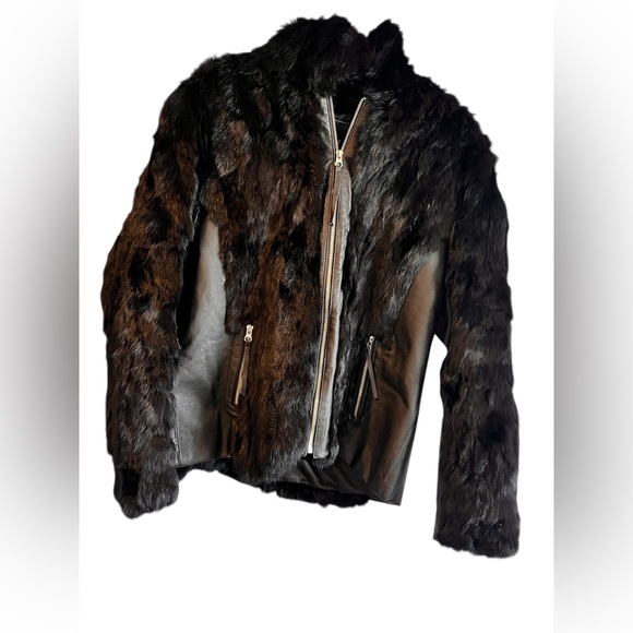 Seventh Avenue Women's Genuine Fur Biker Jacket with Faux Leather - Picture 1 of 8